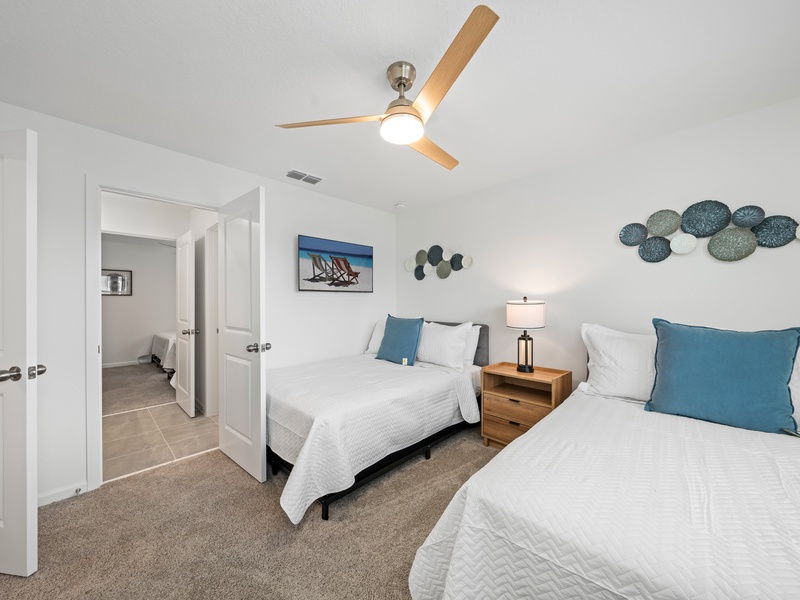 Rest in stylish, high-quality beds after a fun-filled day at the parks.