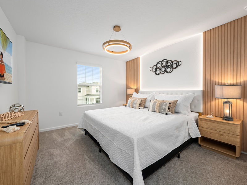 Rest in stylish, high-quality beds after a fun-filled day at the parks.