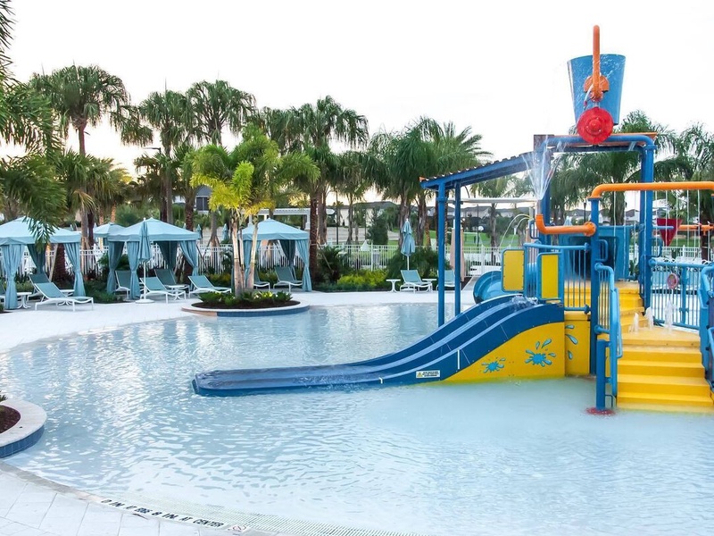 Let your children enjoy at the splash pad while you relax by the cabanas.