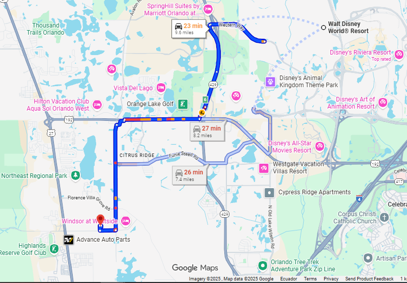 Located at a 20-minute drive from Orlando's top attractions (Travel times may vary due to traffic).