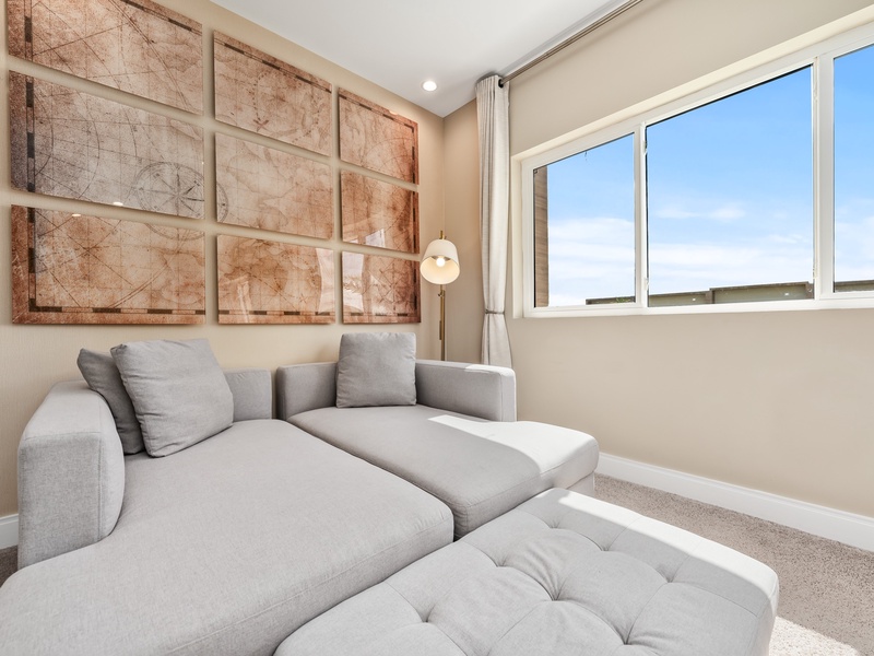 Cozy lounge area, perfect for morning coffee or reading.