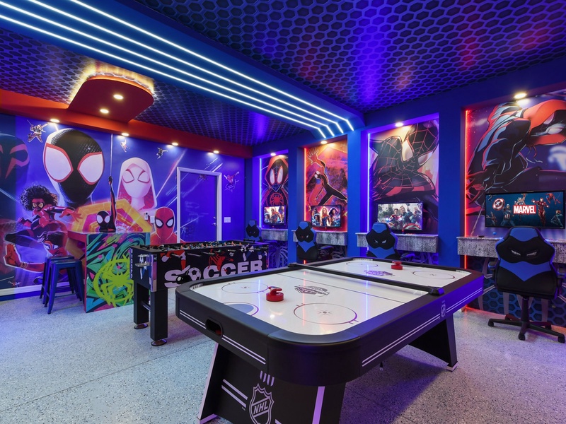 Staying in? Challenge your family and friends to exciting air hockey, foosball, and video game matches right inside the home!