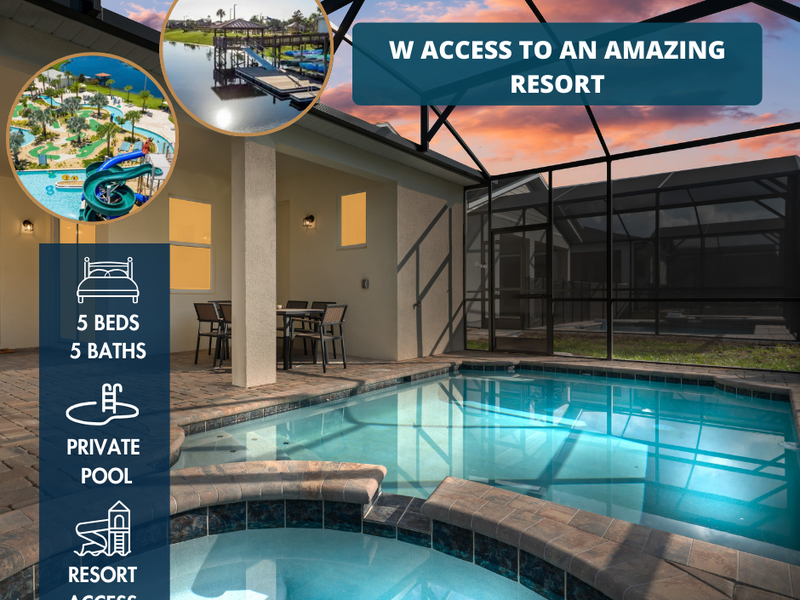 Make the most of your Orlando holiday in our 5-bedroom, 5-bathroom house with a private pool.