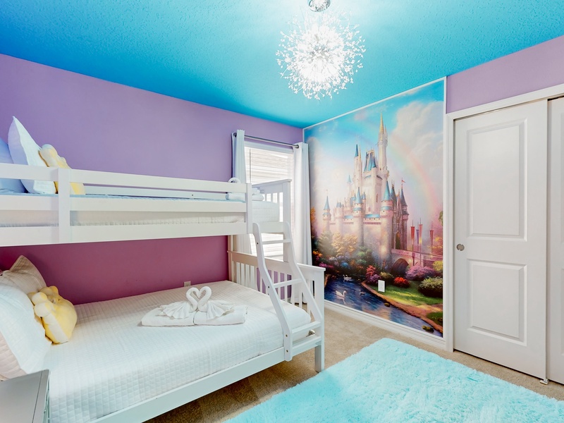 2nd floor Princess Bunkbed room located in the center of the home with TV.  Sleeps 3