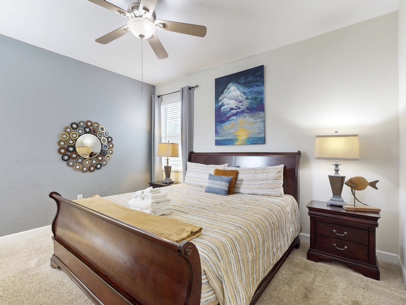 A relaxing bedroom designed for downtime after a full day out.