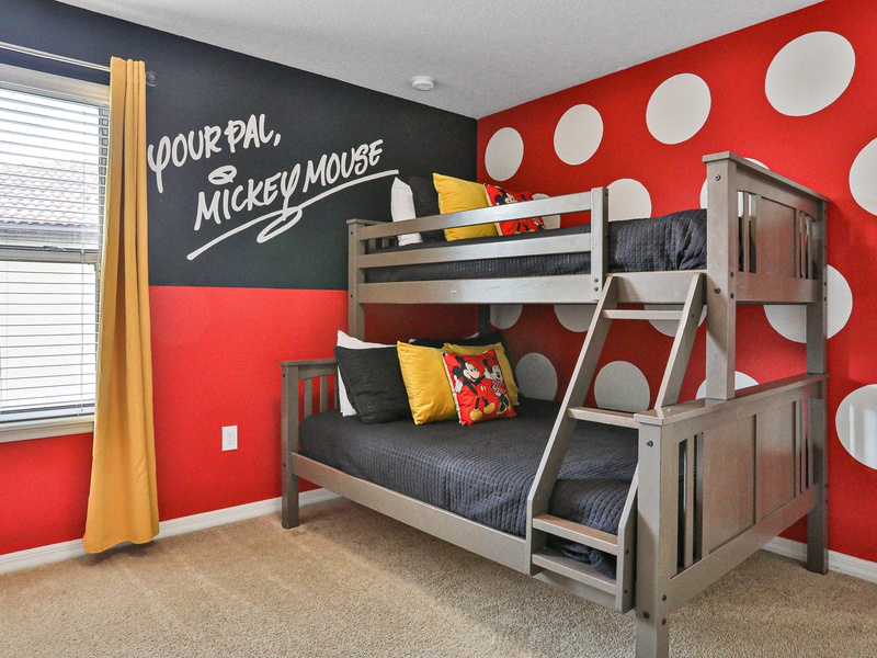 Bedroom #7 - Mickey Mouse - Twin/Full Bunkbed room with TV