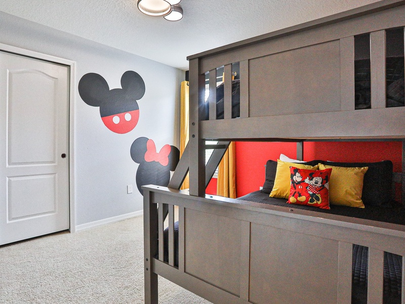 Bedroom #7 - Mickey Mouse - Twin/Full Bunkbed room with TV