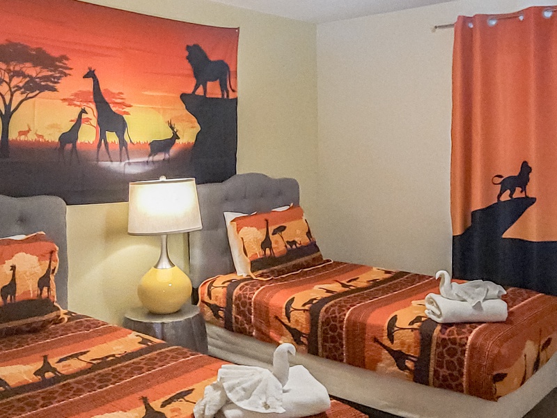 The room for your children to relax after a long day at the parks. Hakuna Matata means no worries as you dream the night away in 2 twin beds.