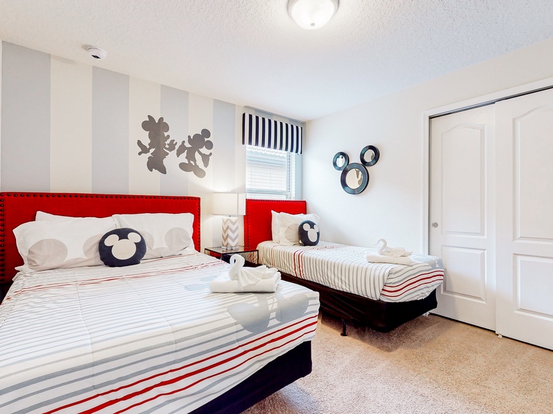 Bedroom #6 Mickey Mouse bedroom with a full bed & twin bed