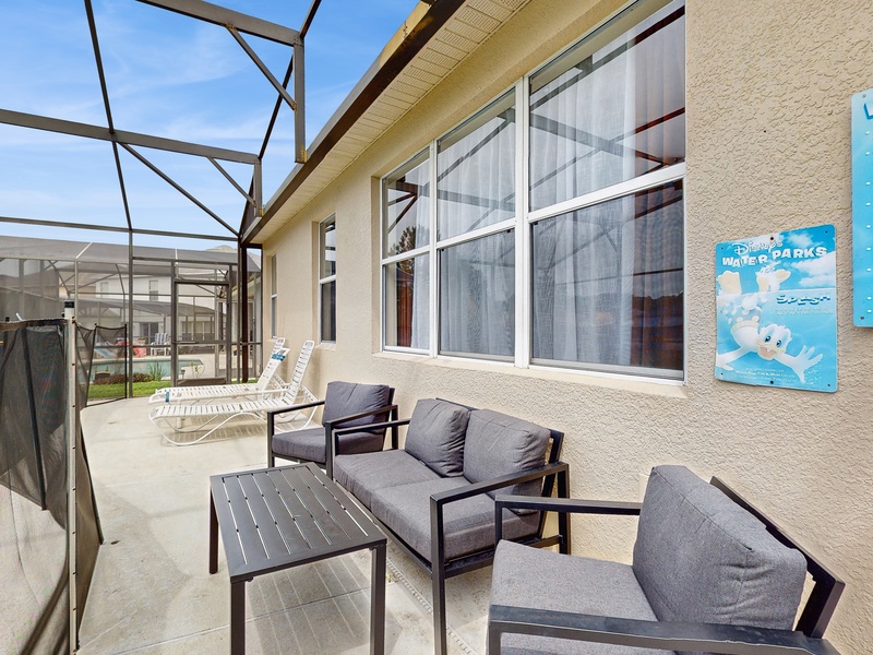 Seating area on enclosed lanai