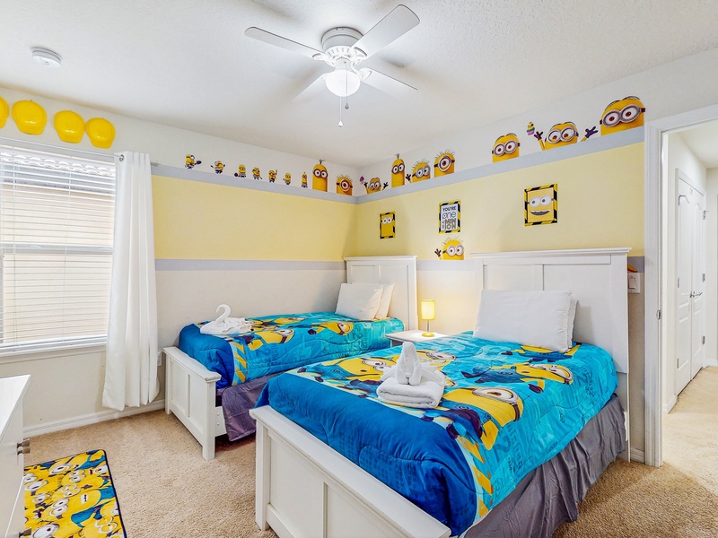 Bedroom #4 - Minions - 2 twin beds with TV
