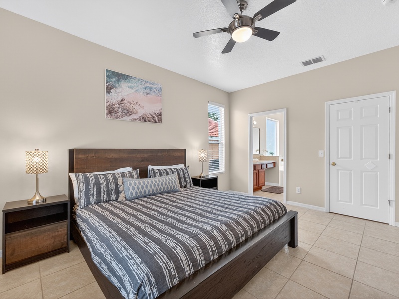 Rest in our comfortable beds after a long day at the parks.