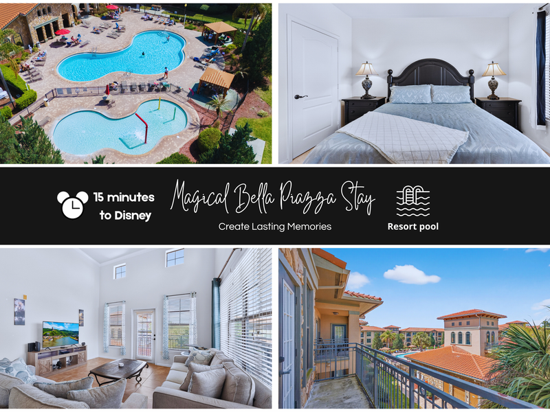 Stay in our 3 bedroom and 3 bathroom condo at Bella Piazza Resort.