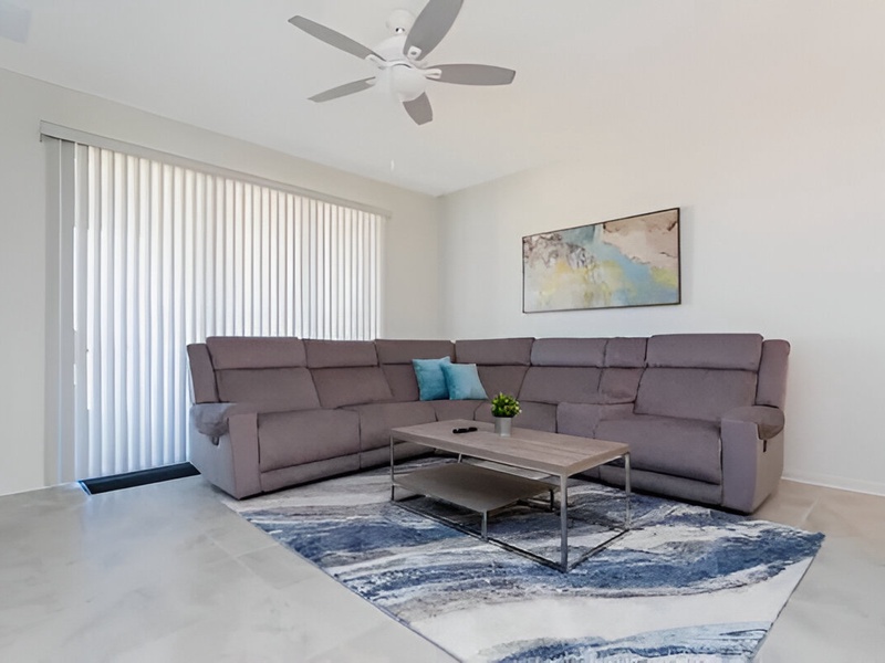 Comfortable plush sitting for cozy movie nights with the family.