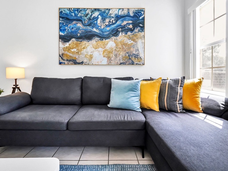 Enjoy a movie night with your loved ones in our cozy living room!