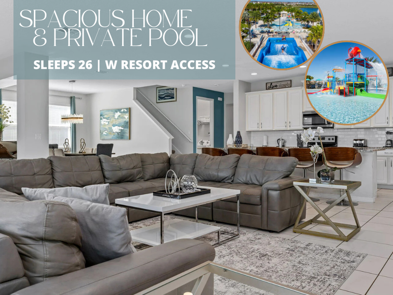Stay at out 9-bedroom home with private pool and BBQ grill.