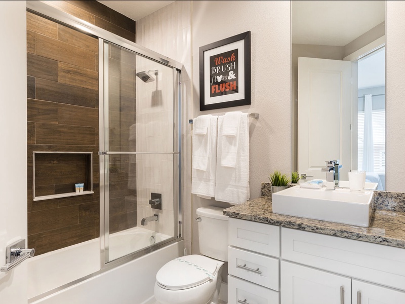 Each bedroom comes with its own full bathroom