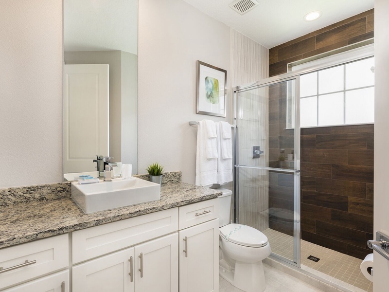 Each bedroom comes with its own full bathroom