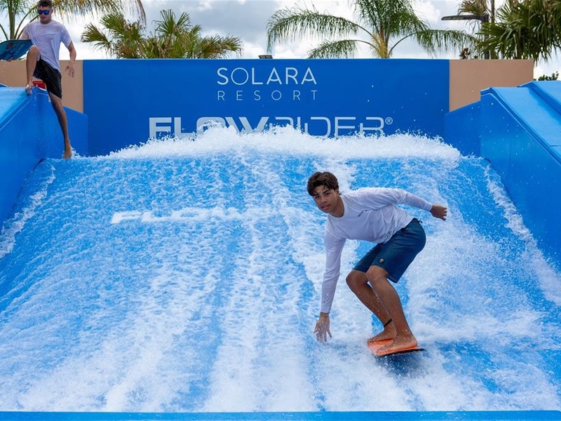 Fan of surfing? Try out Solara's wave simulator and show off your skills! (Resort charges $35 per person for this amenity)