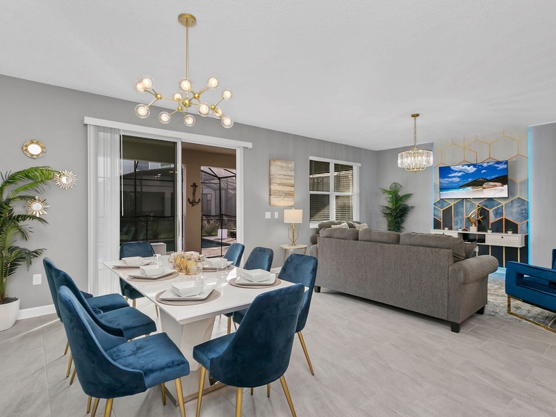 The dining room perfectly integrates with the rest of the house.