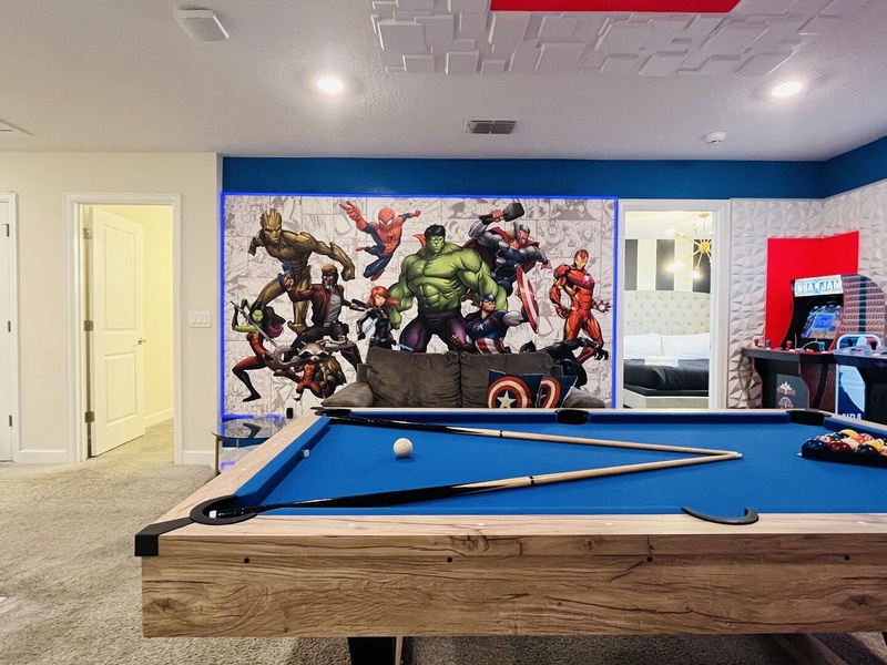 Our game room features an air hockey table, foosball table and arcade-style game stations.
