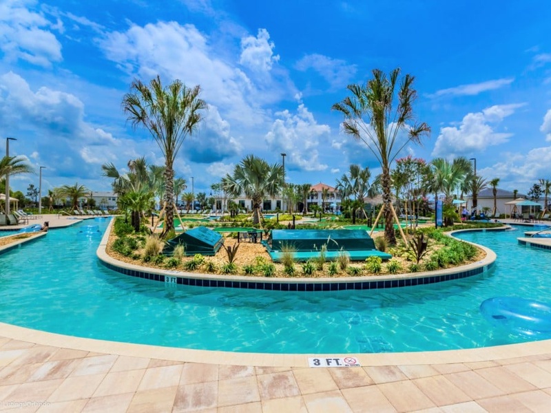The resort's lazy river is the perfect place for cooling off.
