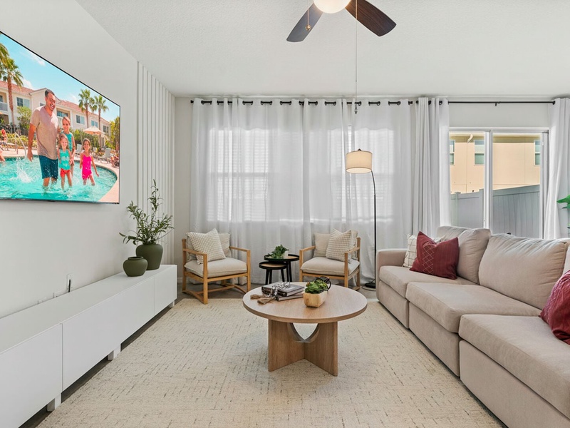 Cozy up and enjoy a movie night with family and friends.