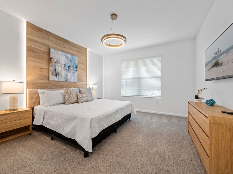 Rest in stylish, high-quality beds after a fun-filled day at the parks.