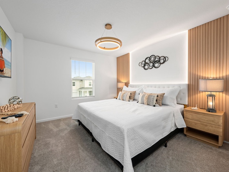 Rest in stylish, high-quality beds after a fun-filled day at the parks.