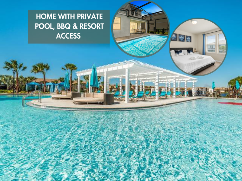 Bring your family and friends to enjoy in a gated resort home with private pool and BBQ grill.