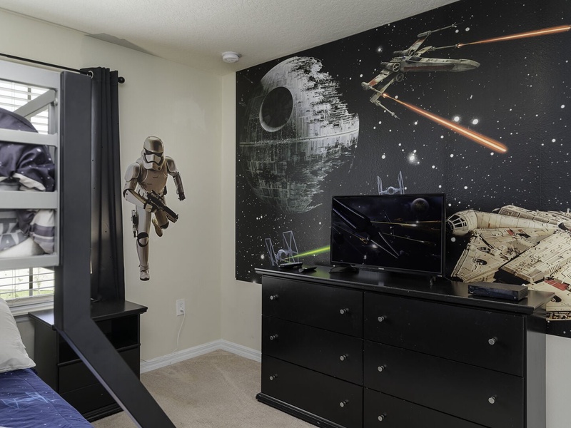 Each bedroom comes with its own closet and TV.