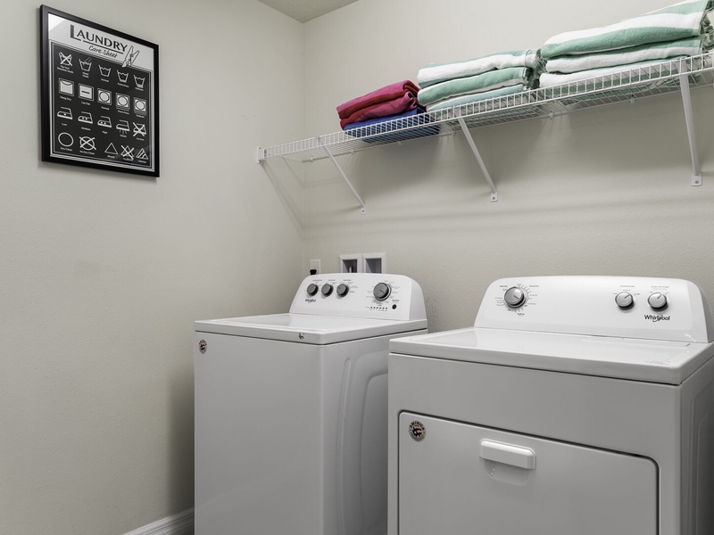 Need to do laundry? Our home features its own washer and dryer.