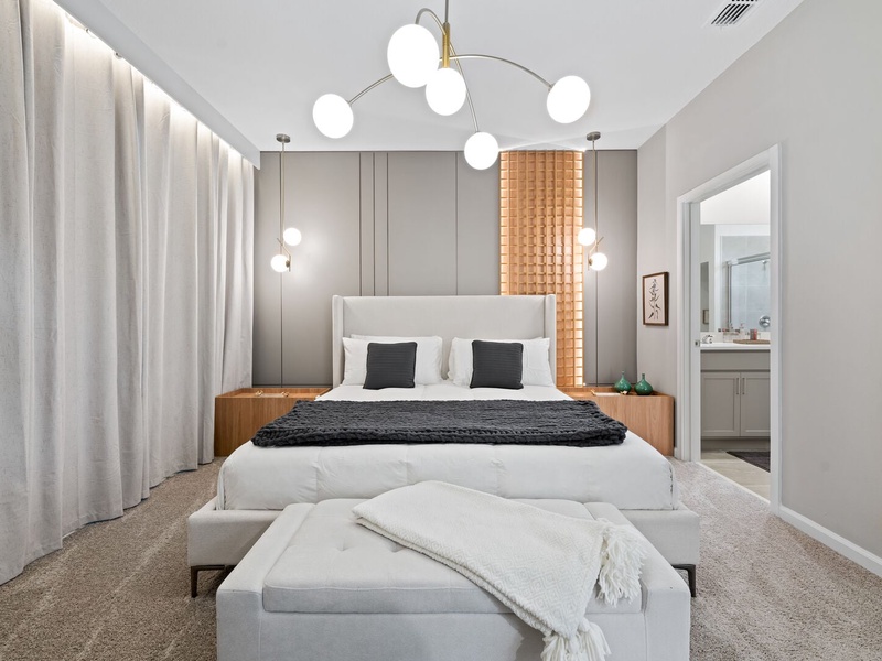 Rest in stylish, high-quality beds after a fun-filled day at the parks.