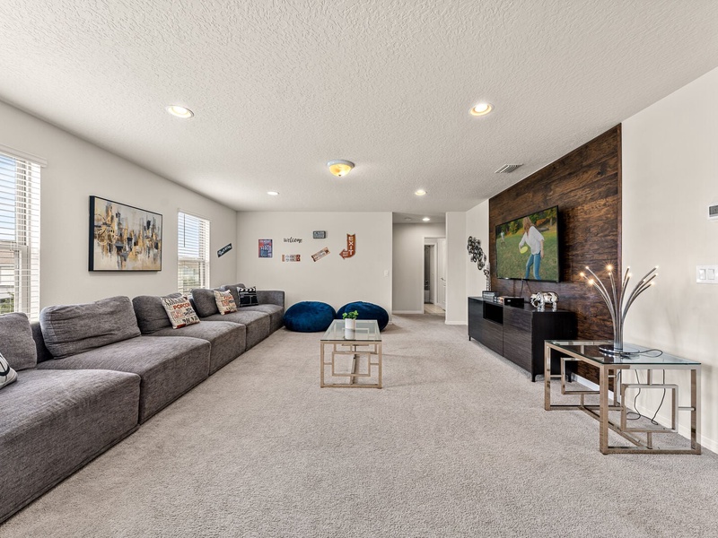 Enjoy cozy movie nights in our second TV room upstairs!