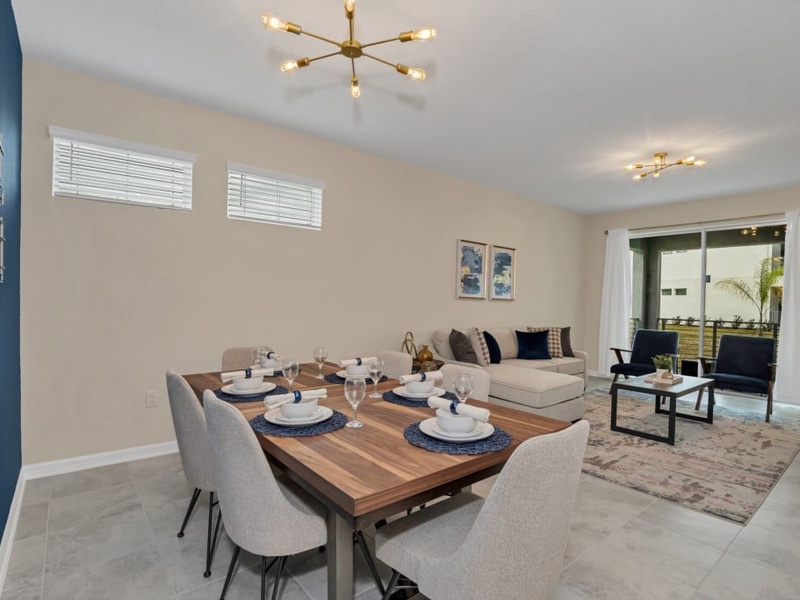 Dining table in an open concept space, perfect for spending quality time with family and friends.