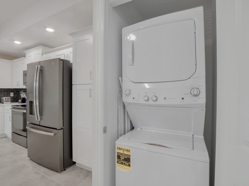 Need to do laundry? This unit includes a washer and dryer.