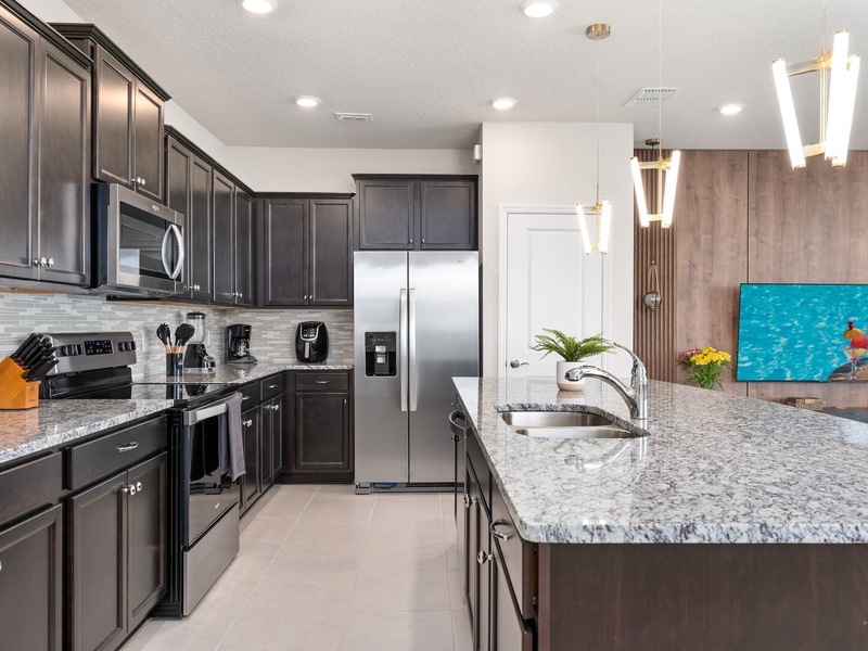 Our kitchen is full equipped with stainless steel appliances.