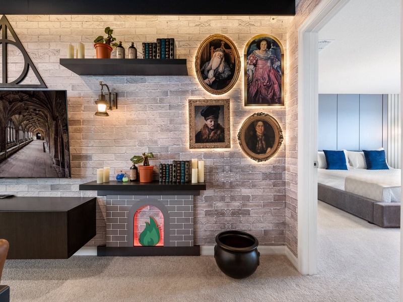 Step into the magical world of our Harry Potter-themed TV room.