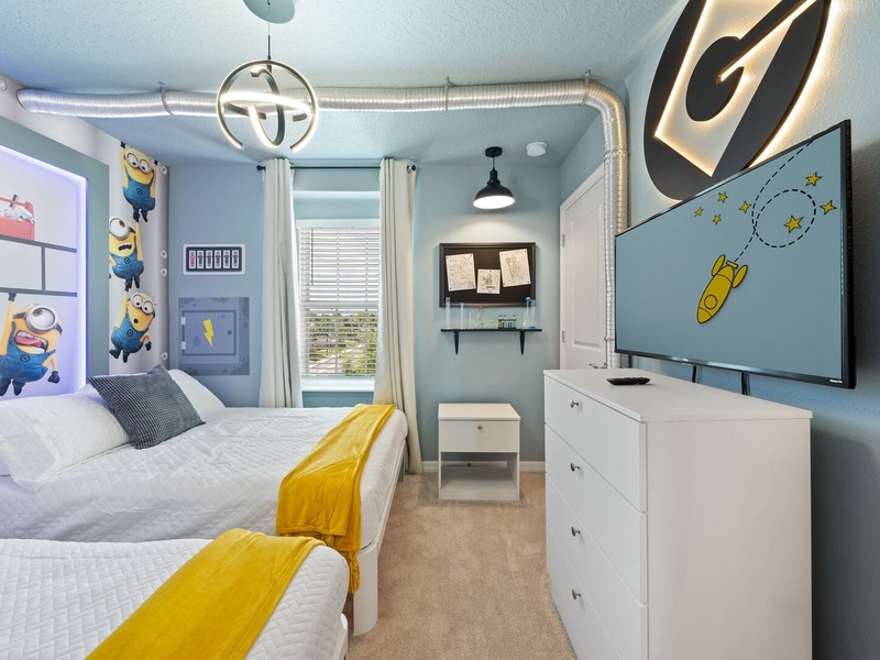Each bedroom includes a TV, offering a private space to unwind after a day at the parks.
