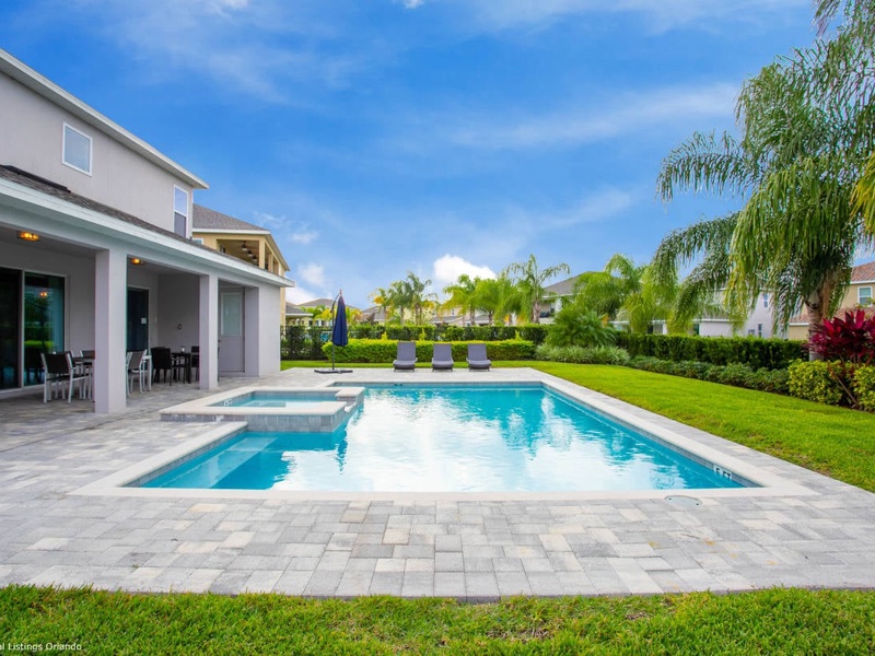 The house features  its own private pool, BBQ grill and spacious dining setup to enjoy meals outside.