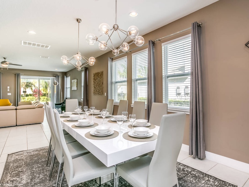 Dine in comfort at an 10-seat dining room.