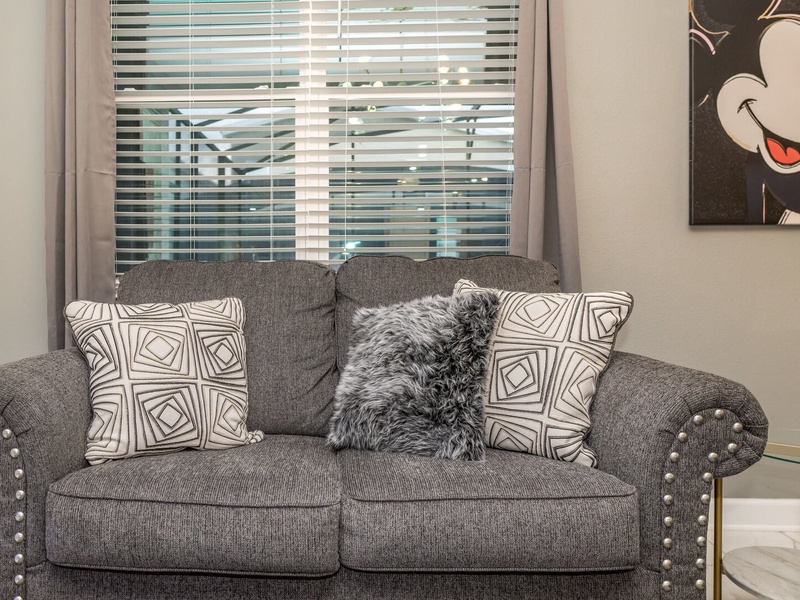 Ample plush seating for cozy movie nights.