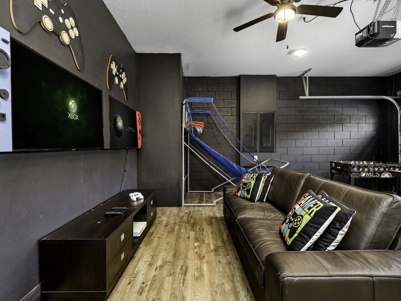 Want to stay in? Our game room features a game console, ping pong table, foosball table and an arcade backetball game.