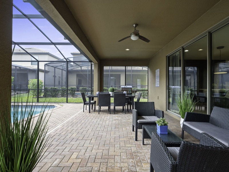 After a long day at the parks, unwind on the patio by the pool and fire up the grill for a relaxing evening.