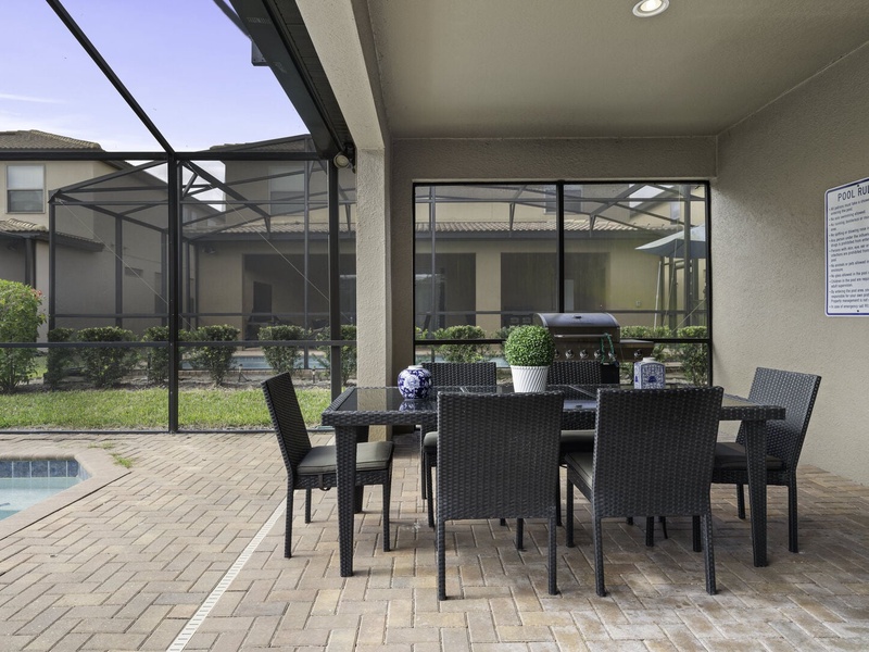 After a long day at the parks, unwind on the patio by the pool and fire up the grill for a relaxing evening.