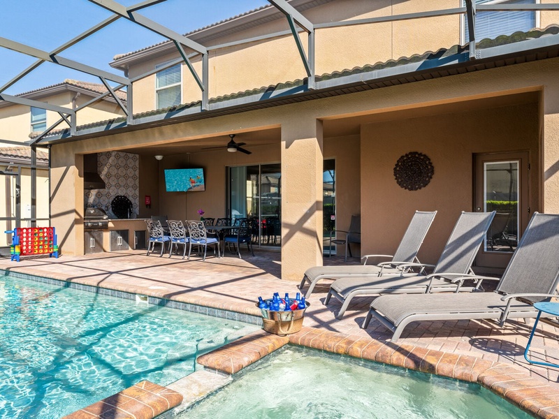 After a long day at the parks, relax by the pool in our beautiful outdoor area.
