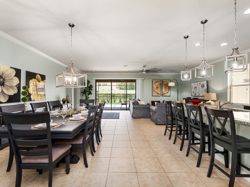 The home's open-concept layout is perfect for large groups and families.