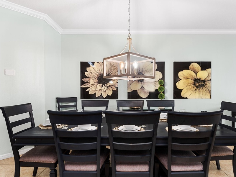 Dine in comfort at an 8-seat dining room.