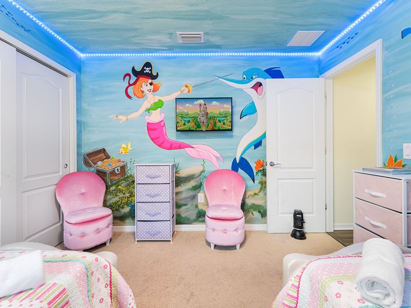 Each room comes its own TV.