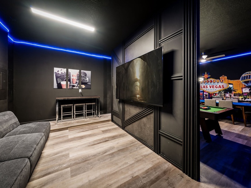 In need of more entertainment? The game room has its own mini theater room for cozy movie nights!